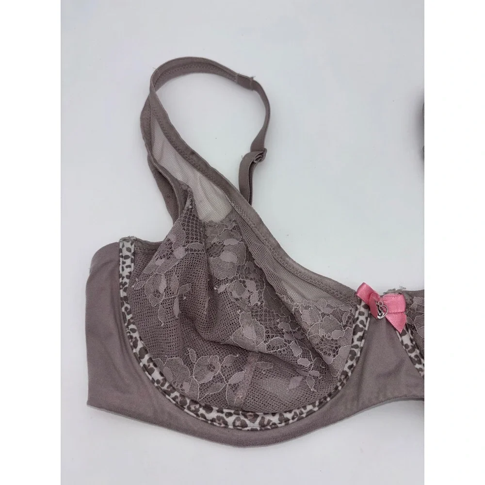 VICTORIA'S SECRET Unlined Demi Bra Pink Body by Lace Leopard Underwire Sexy 34DD